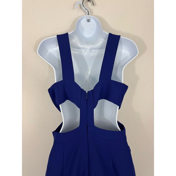 BCBGMAXAZRIA Blue Teal Cutout Asymmetric Maxi Dress Size 6 - Picture 5 of 8